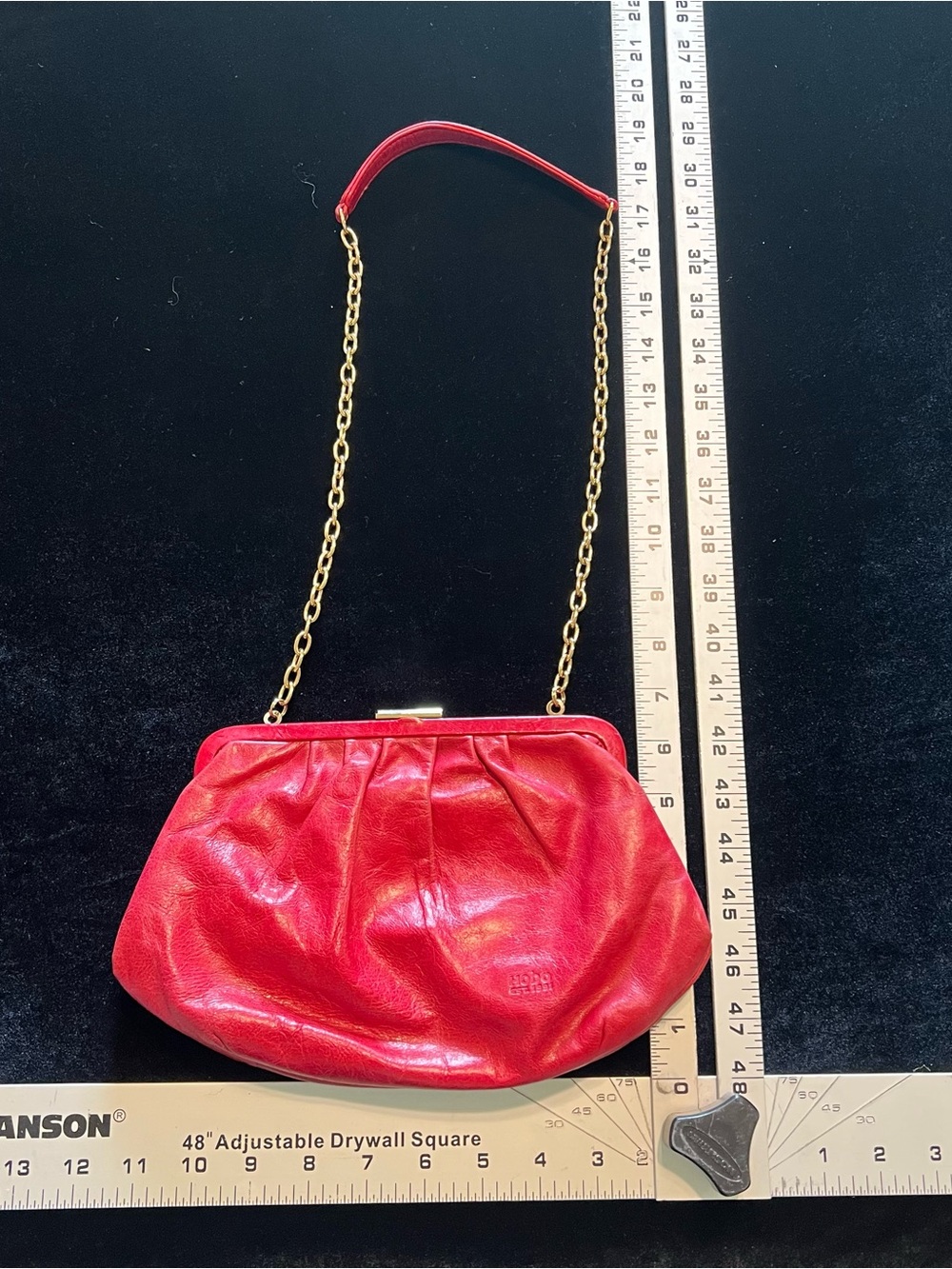 HOBO Red Leather Pleated Chain-Handle Shoulder Bag - Picture 3 of 9